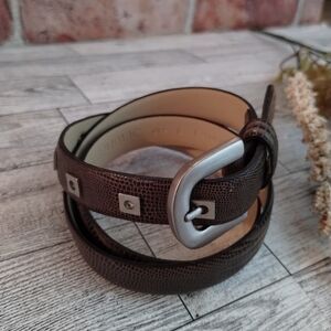 Banana Republic Brown Leather Belt with Pewter Color Metal Buckle S